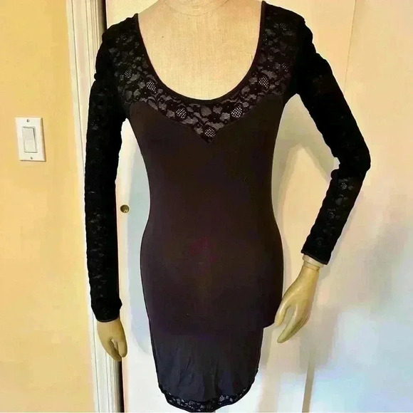 Free people intimately black lace fitted dress women XS - Picture 2 of 9